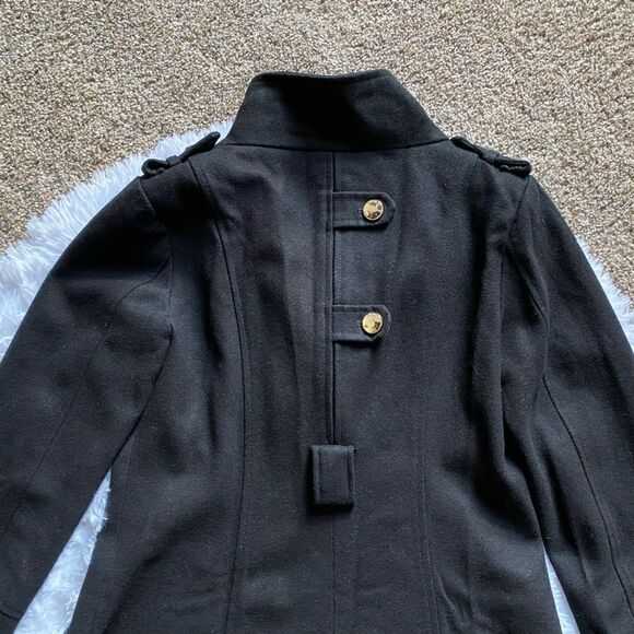 Guess Wool Blend Trench Coat Black Womens Size Medium - Picture 5 of 12